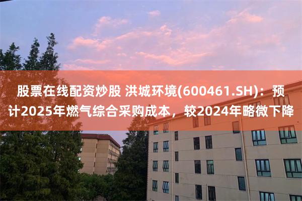 股票在线配资炒股 洪城环境(600461.SH)：预计2025年燃气综合采购成本，较2024年略微下降