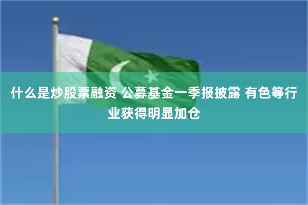 什么是炒股票融资 公募基金一季报披露 有色等行业获得明显加仓