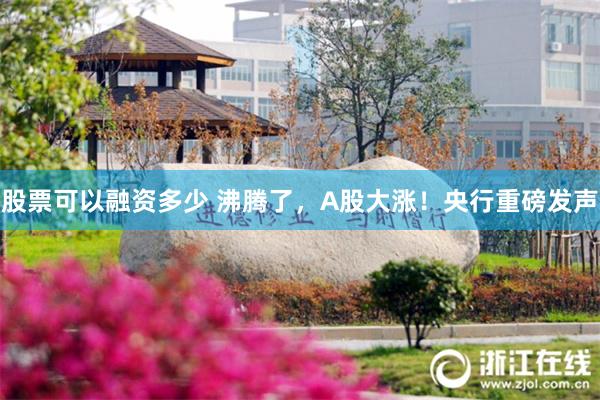 股票可以融资多少 沸腾了，A股大涨！央行重磅发声
